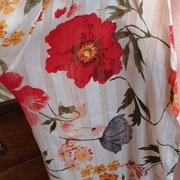 P-10 satin-like metallic long duster shrug Large - Picture 3 of 8